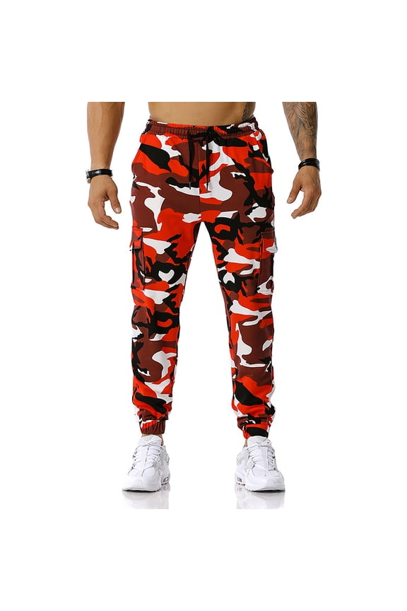 Autumn New Mens Camouflage Jogging Pants Multi-Pockets Outdoor Sport Sweatpants Running Training Casual Fitness Tracksuit Pants