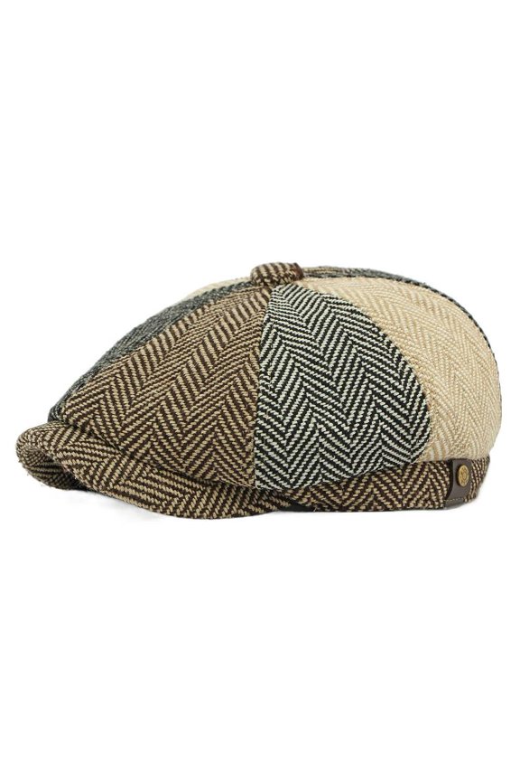 Autumn New Octagonal Hat Men's Duckbill Beret British Retro Herringbone Knitted Newsboy Cap Painter Hat Trendy