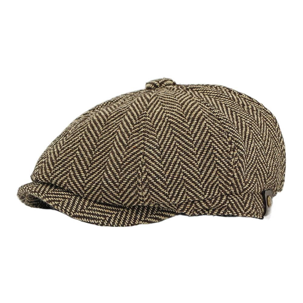Octagonal Hat Autumn New Octagonal Hat Men's Duckbill Beret British Retro Herringbone ...