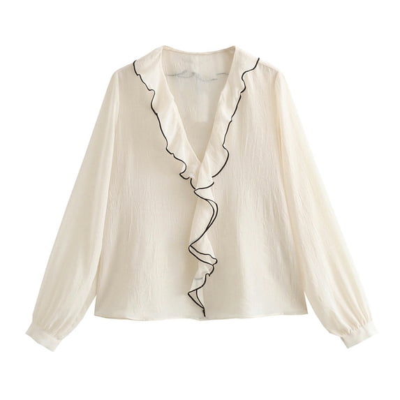 Autumn New Women's Clothing Simple Fashion Casual Contrast Color Stacked Decorative Shirt-Picture Color-S