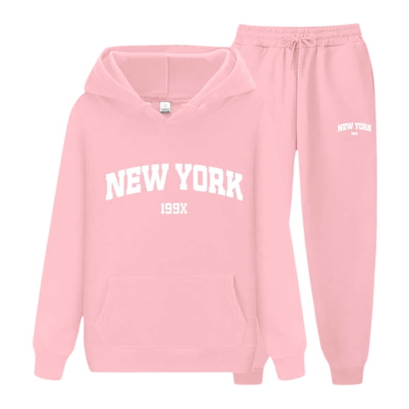 Autumn New York Letter Couples Hoodies Sweatshirt And Pants Set Unisex Sportswear For Men And Women Size M