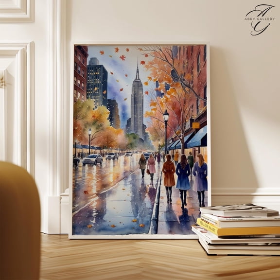 Autumn Night In Nyc Art Poster Empire State Building, Unframed Poster Size 24x36 F03.1.21l692