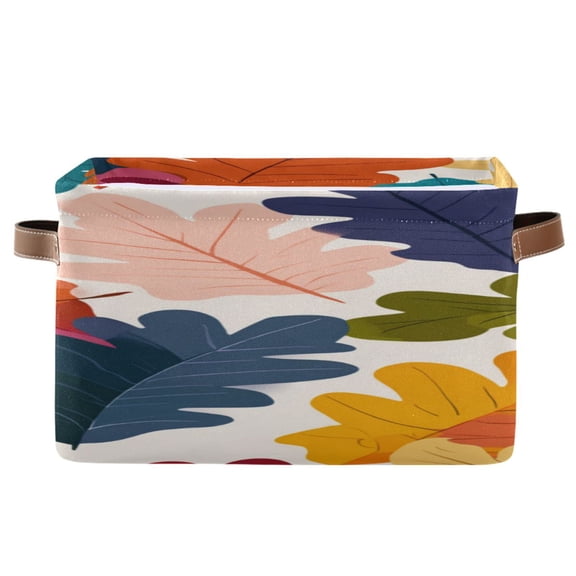 Autumn Oak Leaves Multicolor Square Storage Bins with Handles Collapsible Containing Box 1 Pack