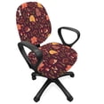 thumbnail image 1 of Autumn Office Chair Slipcover, Funny Forest Animals Fall Buddies Bear Rabbit Hedgehog Woodland Friends, Protective Stretch Decorative Fabric Cover, Standard Size, Maroon and Multicolor, by Ambesonne, 1 of 5