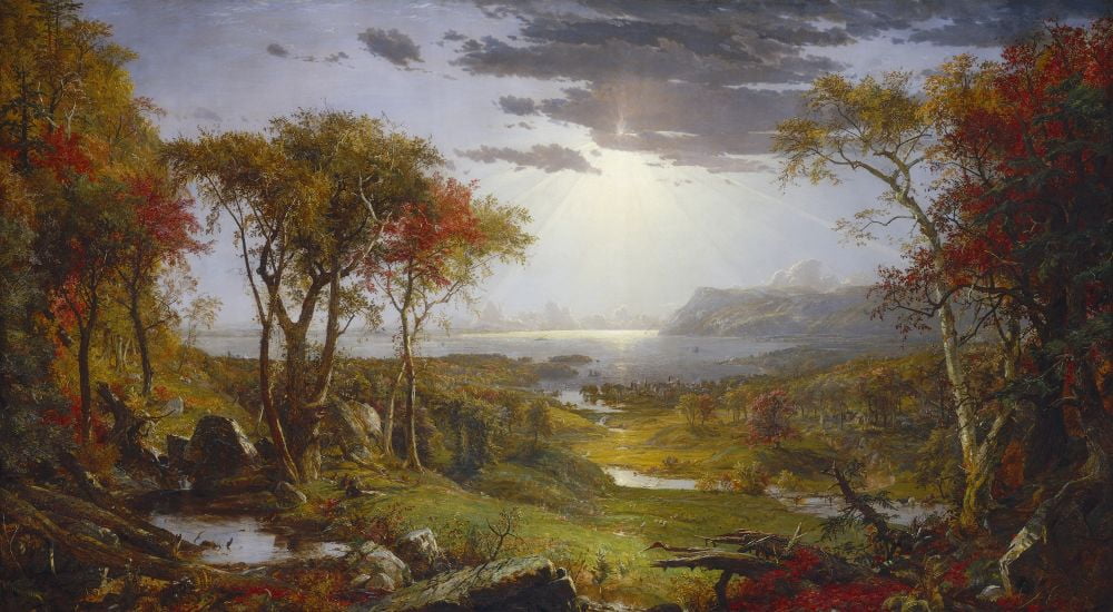 Autumn-On The Hudson River Canvas Art - (24 x 18)