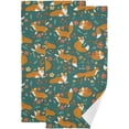 thumbnail image 1 of Autumn Orange Fox Flower Hand Towels 2 PCS, Kitchen Towel Ultra Soft and Highly Absorbent,Decorative Fingertip Face Towel for Bathroom Hotel, 28.3"x14.4", 1 of 5