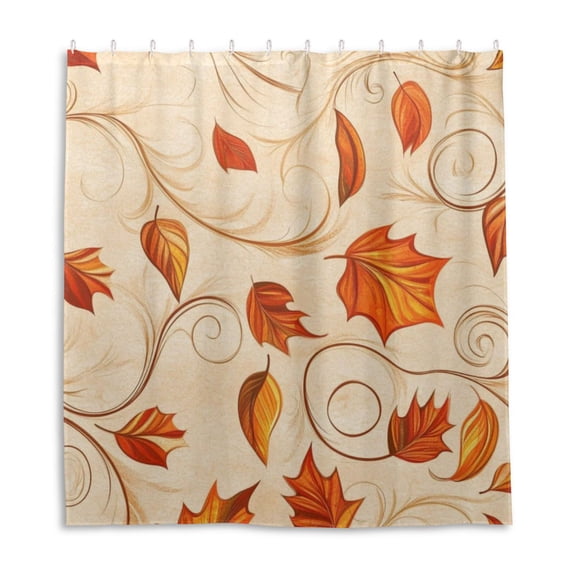 Autumn Orange Leaves Shower Curtain Liner 66x72 Inch Waterproof Shower Curtains Decorative Bathroom with 12 Pack Hooks
