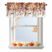 Autumn Orange Maple Leaves Curtain Valances,Fallen Leaves on White Small Window Treatment for Kitchen Living Room Bathroom,42" x 18"
