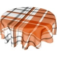 thumbnail image 1 of Autumn Orange Tablecloth Round 60 Inch, Thanksgiving Check Orange Black Plaid Polyester Circle Table Cloth Wrinkle Stain Resistant Washable Table Cover for Kitchen Dining Room Party Picnic, 1 of 6