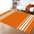 Autumn Orange White Geometric Stripes Area Rugs, Retro Country