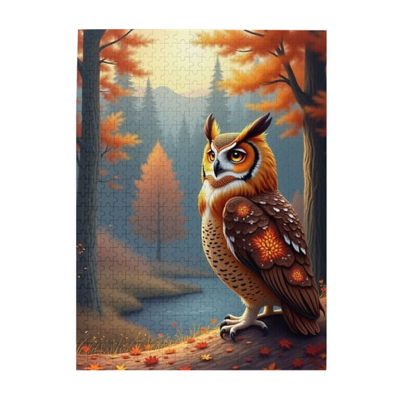 Autumn Owl 500 Piece Jigsaw Puzzle For Adults – Challenging & Relaxing Fall Forest Scene Vibrant Artwork Quality Pieces Great Gift Idea