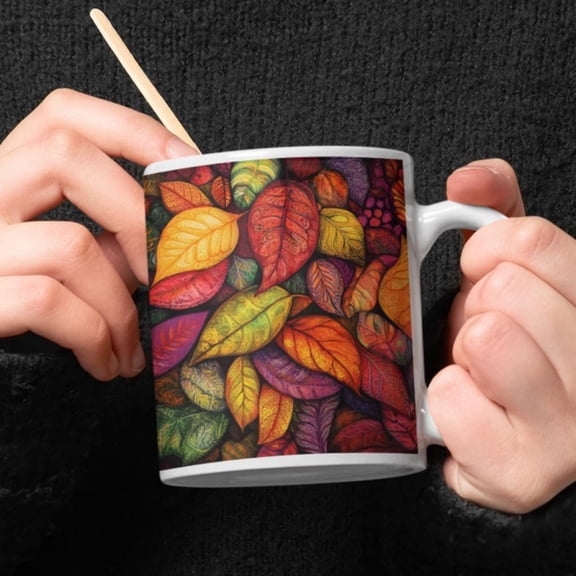 Autumn Paieeaves Mug Fall Colorful Halloween Leaf Coffee Mug Gift Her Him Unique Gift Idea Fall Tea Cup Foliage.