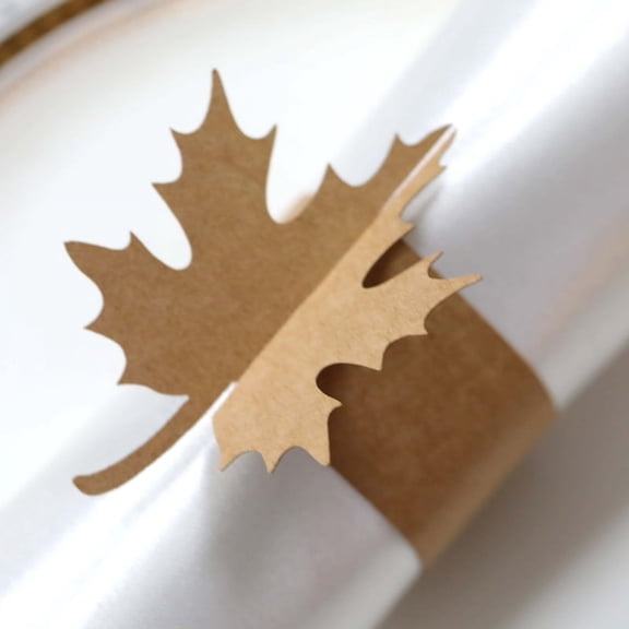Autumn Paper Napkin Band,Thanksgiving Napkin Ring Self Adhesive,50PCS Fall Maple Leaves Wraps Bands,Table Setting
