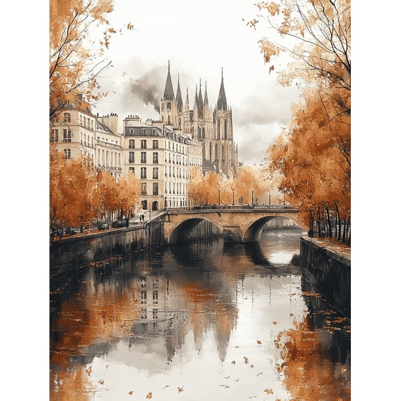 Autumn Parisian Cityscape Canvas Print/Wall Art Suitable for Living RoomDining Room and Hotel Decoration.