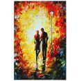 Autumn Park Lovers WalkIing in The Evening Park Oil Painting Jigsaw