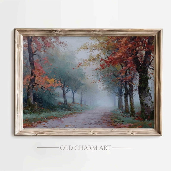 Autumn Park Poster, Fall Landscape Wall Art, Autumn Scenery, Country Landscape Art, Farmhouse Decor, Wa383, Unframed Poster Size 8x12