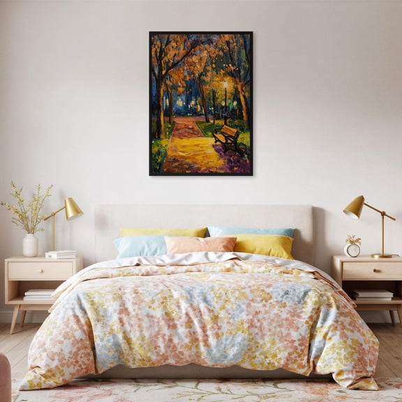 Autumn Park Wall Art Romantic Evening Pathway Colorful Fall Decor Nature Lovers Or Cozy Interior Spaces Design1 Unframed Paper Print
