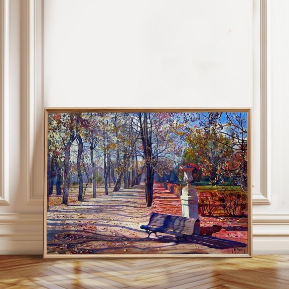 Autumn Park by Isaac Brodsky Fall Landscape Artwork, Unframed Paper Poster 8x10in