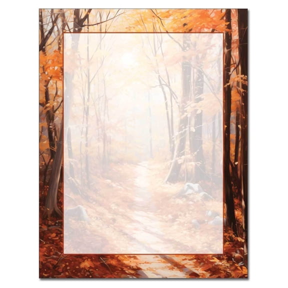 Autumn Path Thanksgiving Letterhead Laser & InkJet Printer Paper - 8.5in.x11in. - 100 Sheets (olh701100) - Autumn Stationery, Thanksgiving Writing Paper