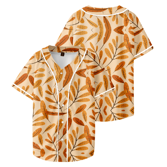 Autumn Pattern Baseball Shirt Women Men Short Sleeve Casual Summer Unisex Tops