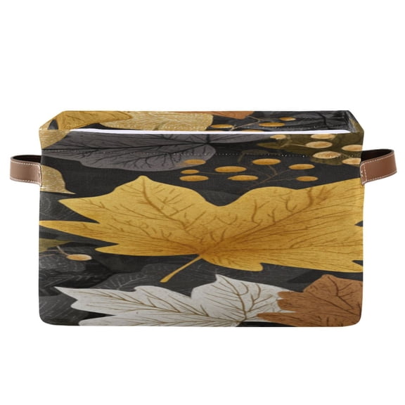 Autumn Pattern Featuring Maple Leaves Seeds Square Storage Bins with Handles Collapsible Containing Box 1 Pack