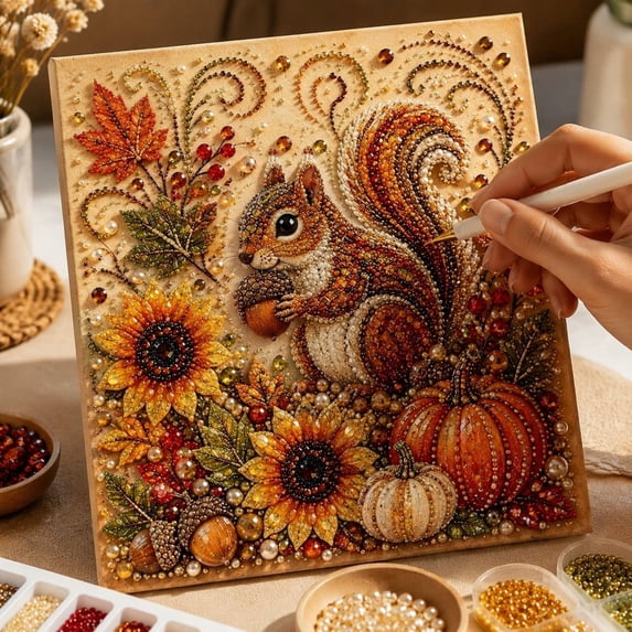 Autumn Pearl Diamond Art Kit, DIY Thanksgiving Harvest Themed Handicraft Painting, Creative Seasonal Wall Decor for Fall Family Gathering and Gift