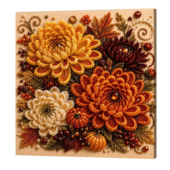 Autumn Pearl Diamond Art Kit, Decorative Diamond Painting Craft Set, Adult Art Craft Gift (D)