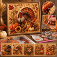 thumbnail image 1 of Autumn Pearl Painting Kit, Beginner Pearl Diamond Art Kit with Frame, Rhinestones Beads and Tools, Fall Pumpkin Sunflower Craft for Adults and Thanksgiving Decor, 1 of 6