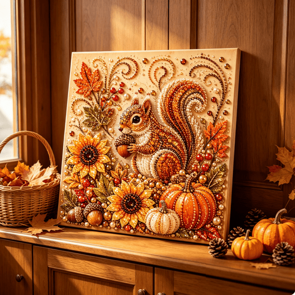 Autumn Pearl Painting Kit, Cute 3D Diamond Painting Crafts, DIY Fall Home Decor Wall Art, Beginner DIY Seasonal Party GiftAutumn Pearl Painting Kit, DIY Pumpkin Diamond Pearl Art Craft for Adults