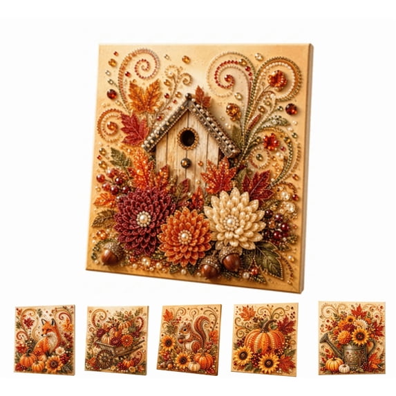 Autumn Pearl Painting Kit Cute 5D Pearl Painting Crafts for Adults,Pumpkin Diamond Art Pearl Painting Kit for Beginner, Diamond DIY Pearl Painting Kit for Thanksgiving Birthday Holiday Gift