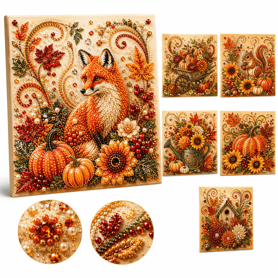 Autumn Pearl Painting Kit Cute 5D Pearl Painting Crafts for Adults, Pumpkin Diamond Art Pearl Painting Kit for Beginners, DIY Fall Pearl Art Craft for Thanksgiving Home Decor Gift