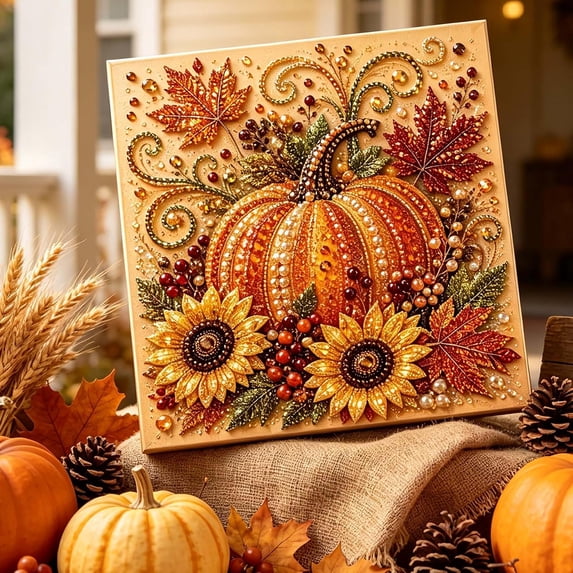 Autumn Pearl Painting Kit - DIY Autumn Harvest Pumpkin Pearl Diamond Art Kit