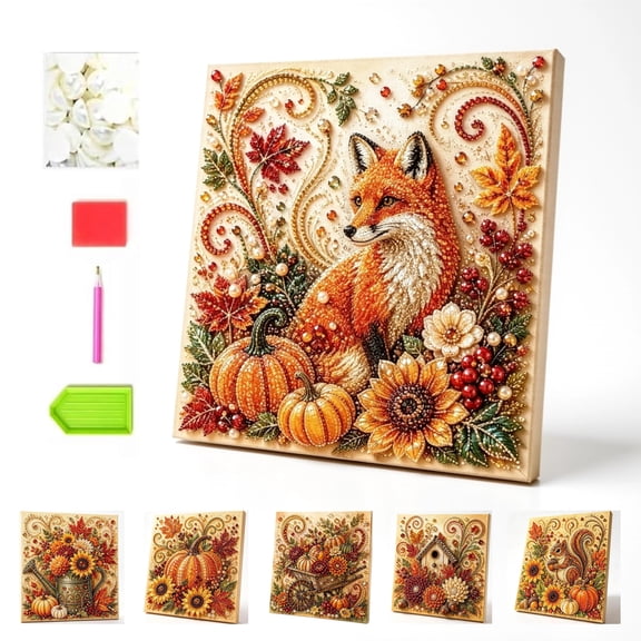 Autumn Pearl Painting Kit, DIY Fall Bead Painting Kit for Adults, Pumpkin Harvest Diamond Pearl Art Craft, Seasonal Tabletop and Wall Decor, Thanksgiving Gift