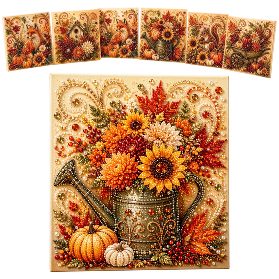 Autumn Pearl Painting Kit, DIY Pumpkin Diamond Art with Pearl Beads, 3D Diamond Painting Craft Kit for Adults, Fall Home Decor, Pearl Painting Kits for Seasonal Decoration Gift 1pc D