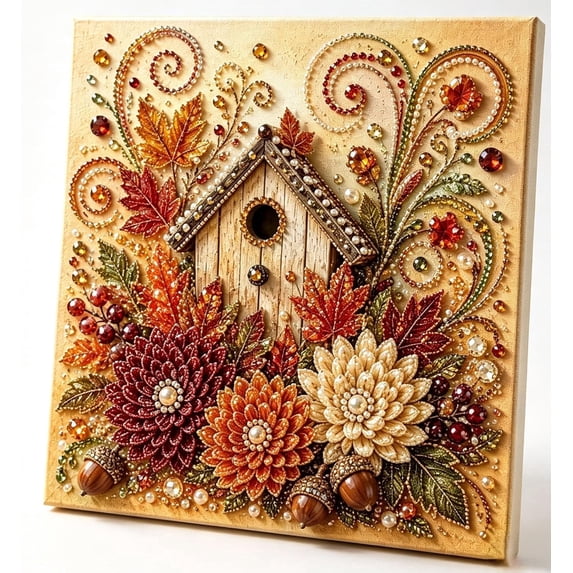Autumn Pearl Painting Kit, DIY Pumpkin Diamond Pearl Art Craft for Adults, Fall Bead Painting Kit, Harvest Seasonal Home Decor, Thanksgiving Decorative Gift