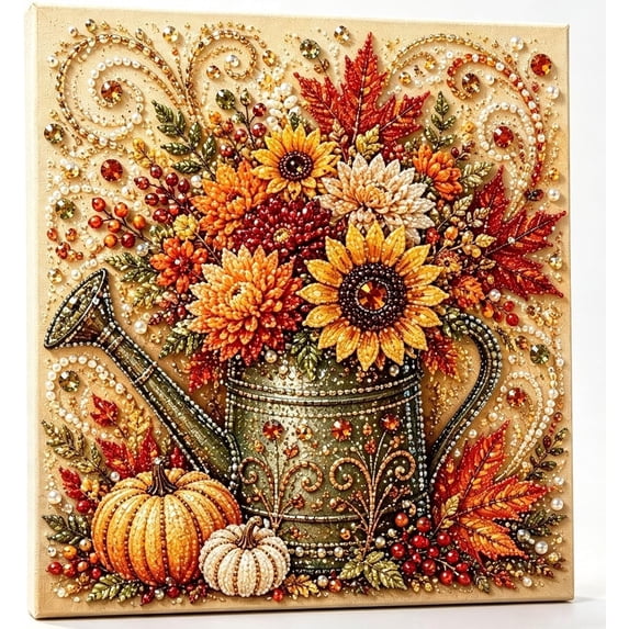 Autumn Pearl Painting Kit, DIY Pumpkin Diamond Pearl Art Craft for Adults, Fall Bead Painting Kit, Harvest Seasonal Home Decor, Thanksgiving Decorative Gift