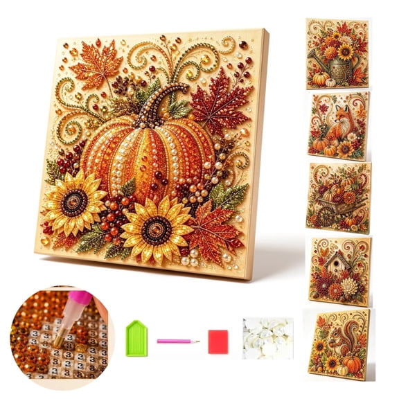 Autumn Pearl Painting Kit, DIY Pumpkin Diamond Pearl Art Craft for Adults, Fall Bead Painting Kit, Harvest Seasonal Home Decor, Thanksgiving Decorative Gift