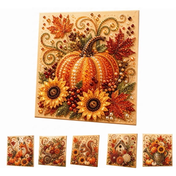 Autumn Pearl Painting Kit, Relaxing DIY Craft to Create Sparkling Fall Artwork, DIY Autumn Harvest Pumpkin Pearl Diamond Art Kit, Creative Handcraft