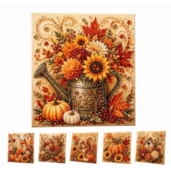 Autumn Pearl Painting Kit – Relaxing DIY Craft to Create Sparkling Fall Artwork, DIY Autumn Harvest Pumpkin Pearl Diamond Art Kit, Creative Handcraft