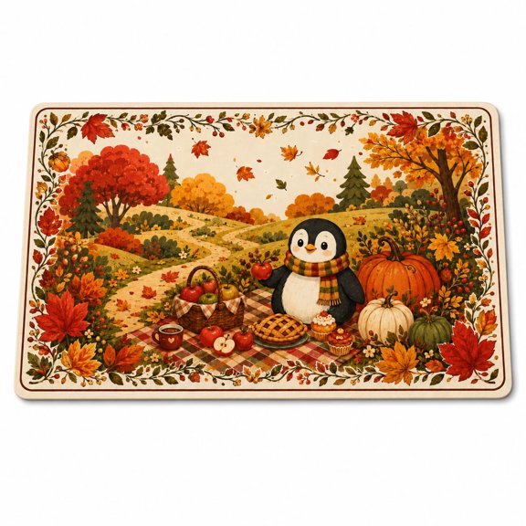 Autumn Penguin Moonless Garden Rectangle Rug for Reading Nook Halloween