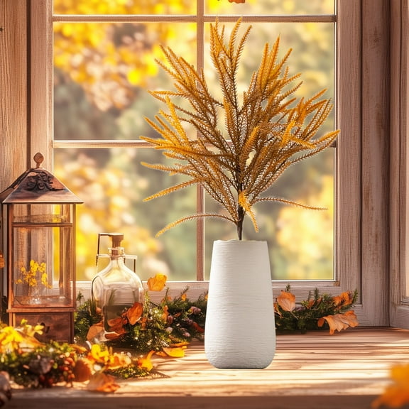 Autumn Pine Needles Bouquet, Artificial Plastic Plants for Home Vase Decoration, Fake Flower Arrangement, No Maintenance, Realistic Foliage for Indoor Decor