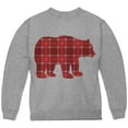 thumbnail image 1 of Autumn Plaid Bear Youth Sweatshirt Storm Grey YLG, 1 of 1
