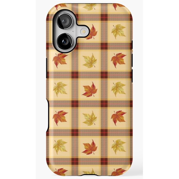 Autumn Plaid Fall Leaves Pattern Phone Case for iPhone 11 12 13 14 15 16 17 Pro Max
