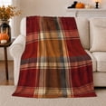 thumbnail image 1 of Autumn Plaid, Festive Holiday Scene, Warm Flannel Blanket for Ranch House and Living Room with Detailed Artwork, Art Lovers Thanksgiving Gift, Festive Home Decor, 1 of 9