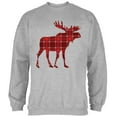 thumbnail image 1 of Autumn Plaid Moose Mens Sweatshirt Heather LG, 1 of 1