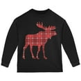 thumbnail image 1 of Autumn Plaid Moose Toddler Long Sleeve T Shirt Black 3T, 1 of 1
