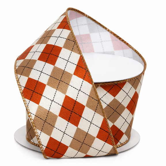 Autumn Harlequin Plaid Ribbon - 2 1/2" x 10 Yards, Halloween, Fall, Thanksgiving, Christmas