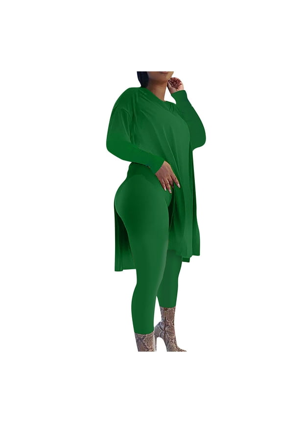 Autumn Plus Size 2 Piece Sets for Women Casual Spring Summer Long Sleeve Round-Neck Blouses & Shirts Sets