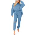 thumbnail image 1 of Autumn Plus Size Two Piece Sets for Women 2024 Solid Color Sports Suit Casual Sports Hoodie Pant Two-piece Set, 1 of 9