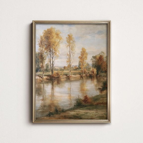 Autumn Poplar Trees Antique French Riverside Country Living Decorative Design Accent Wall Art
